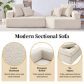 Oversized Modular Sectional Sofa,Luxury Boucle Floor Couch Set,Convertible Sleeper Couch,Spacious Foam Filled Sofa Bed For Living Room,2 Pc Free Combination,2 Colors Beige Boucle 4 Seat