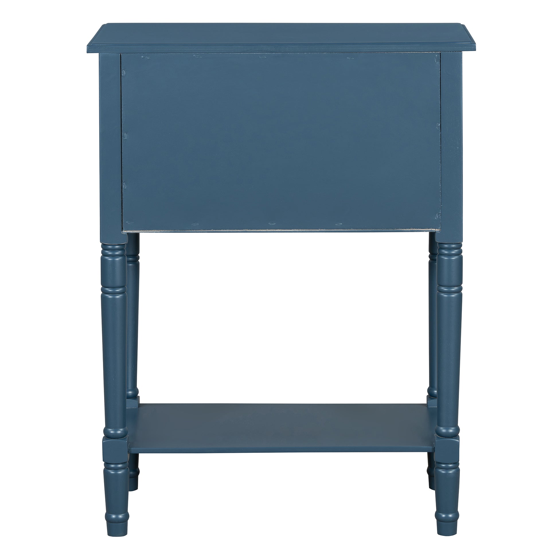 Narrow Console Table, Slim Sofa Table With Three Storage Drawers And Bottom Shelf Navy Navy Solid Wood Mdf