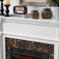 Electric Fireplace With Mantel, Fireplace Mantel, Fireplace Heater Freestanding, Realistic Stacked Stone Surround With Remote Control Timer Led Flame, White, 45.66