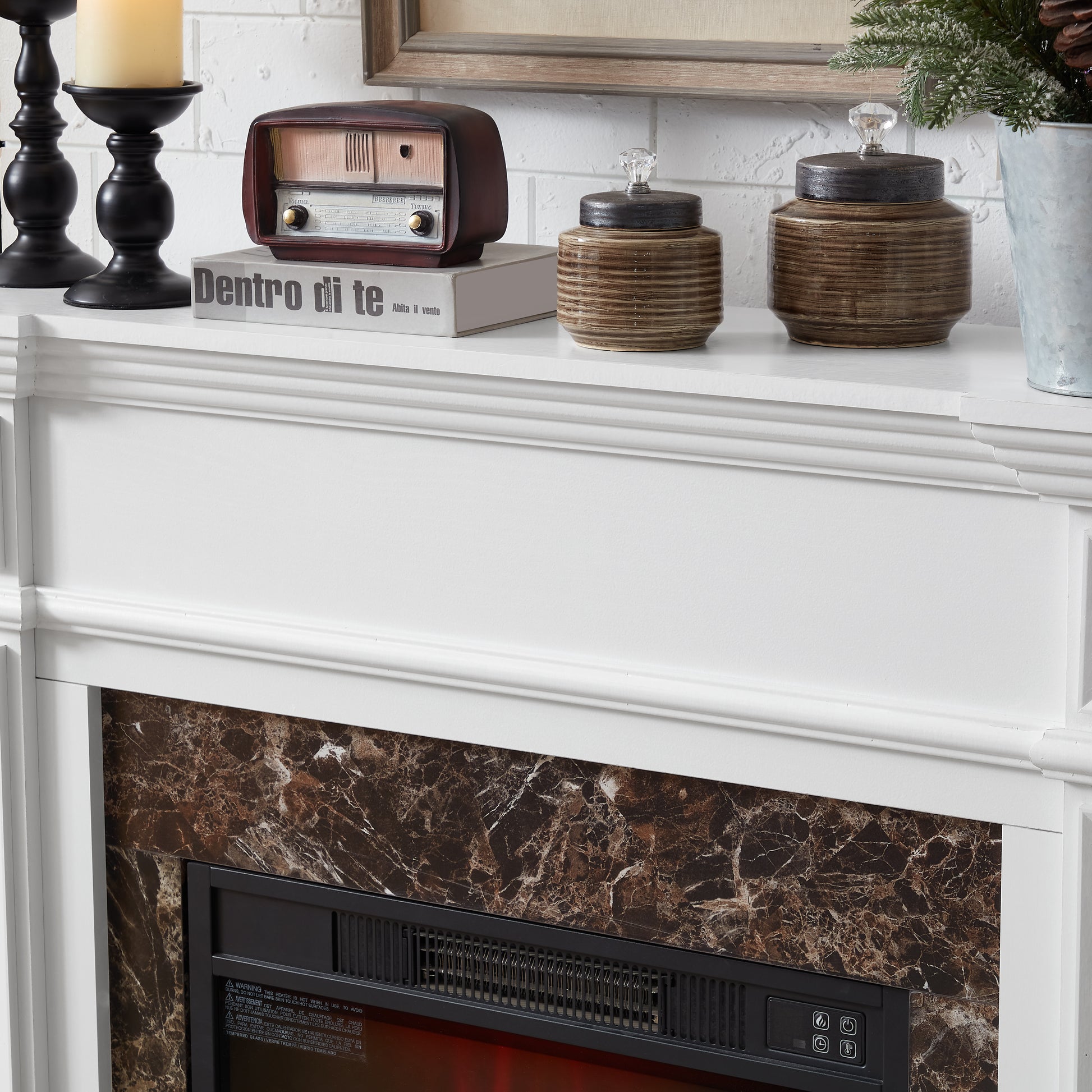 Only Mantel Not Included 23" Fireplace White, 45.6"W*11.8"D*40"H White Mdf