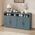 4 Door Classic Sideboard With Open Storage And Adjustable Shelves Perfect For Kitchens, Living Rooms Smoke Blue Smoke Blue Mdf