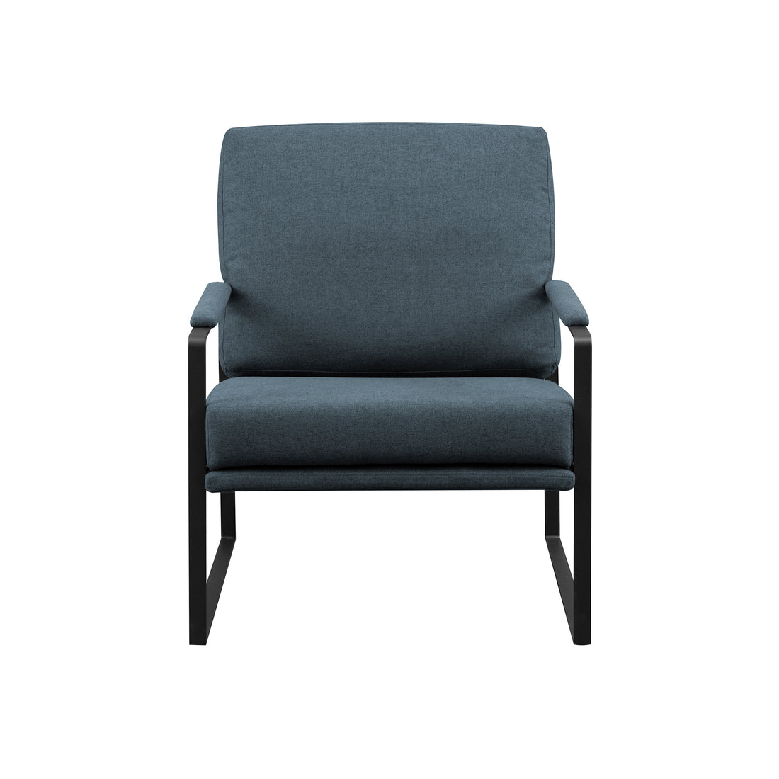 Contemporary Square Metal Frame Accent Chair Indigo Blue Black Blue Steel