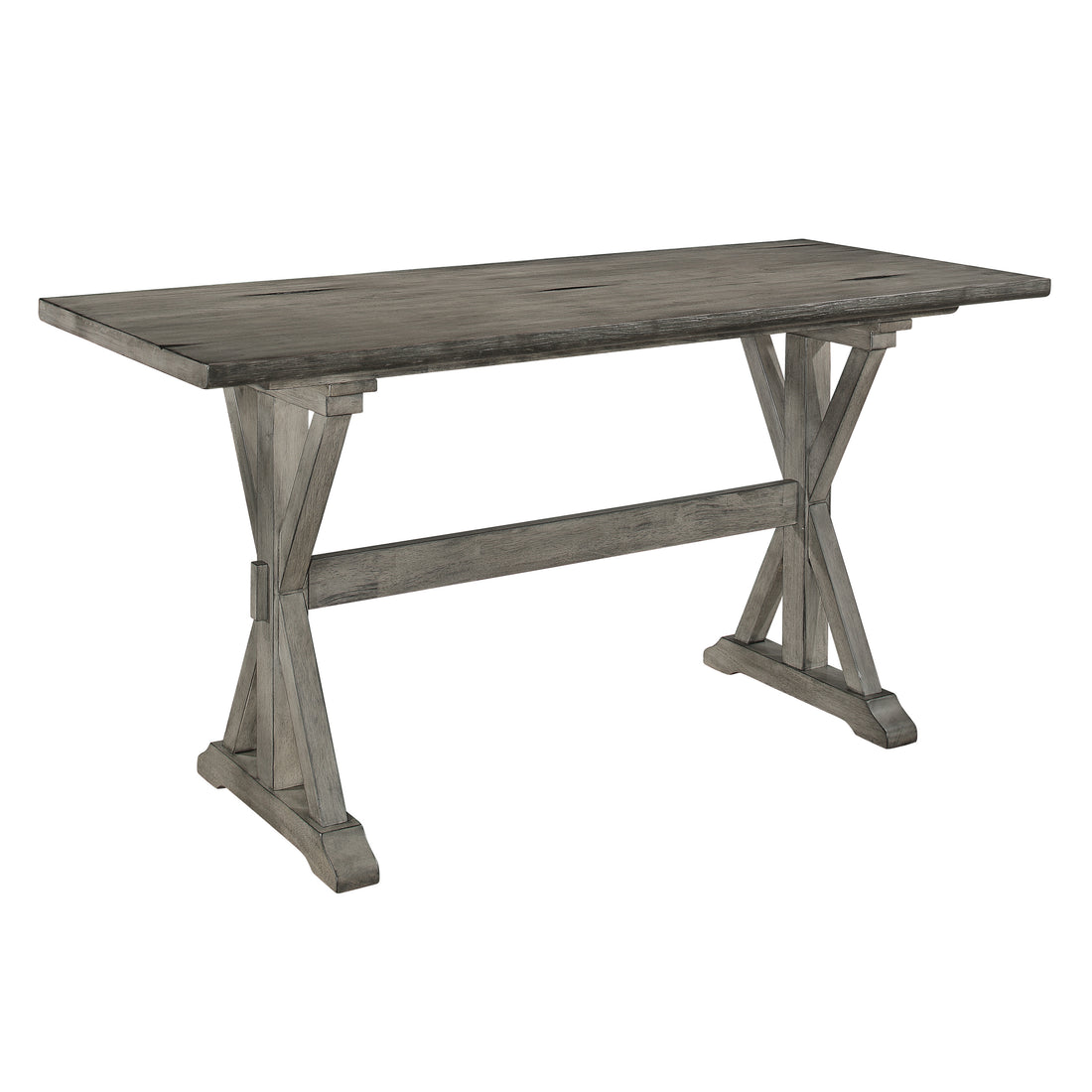 Rustic Look Distressed Gray Finish 1Pc Counter Height Dining Table Solid Rubberwood Kitchen Dining Furniture Gray Seats 6 Dining Room Rectangular Solid Wood