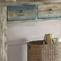 Antique Grey And Teal 3 Drawer Console Table Antique Gray Primary Living Space Vintage Drawers Rectangular Wood