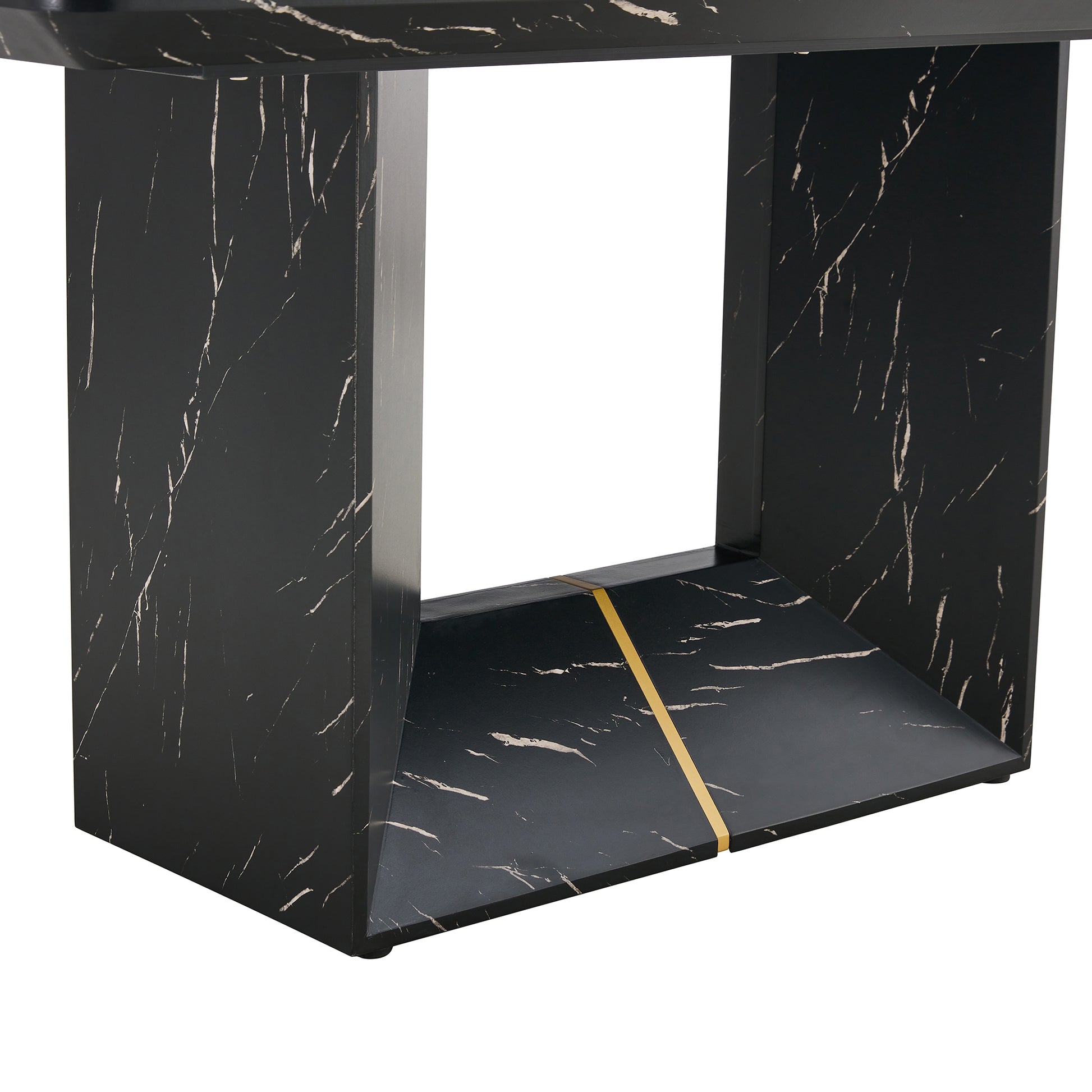 This Modern Dining Table With Mdf Marbled Design Gives You A Luxurious And Elegant Feel, Adding A Touch Of Elegance Whether It Is A Family Dinner Or Entertaining Guests. Black Mdf