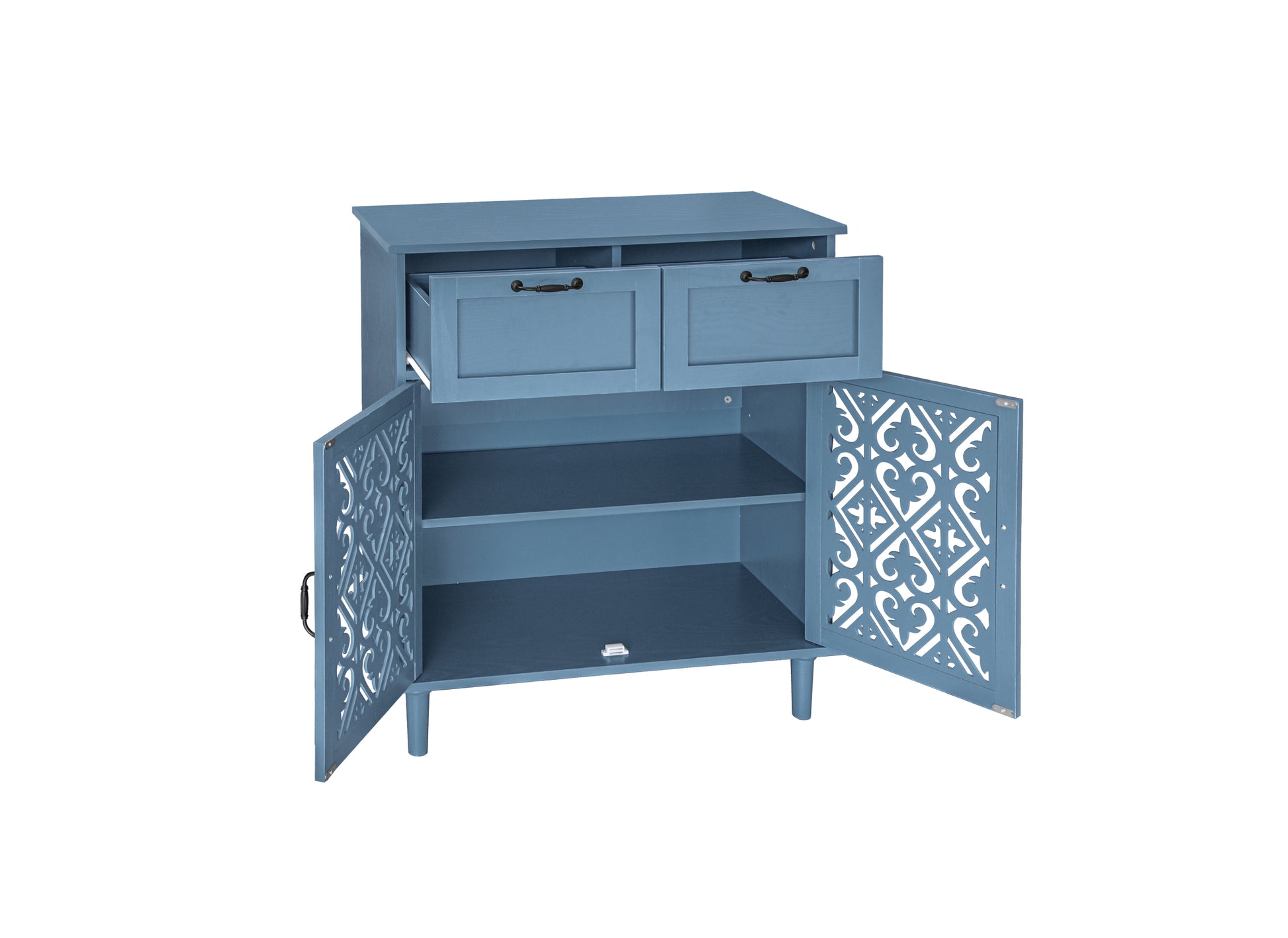 2 Door 2 Drawer Cabinet, American Furniture, Suitable For Bedroom, Living Room, Study Blue Mdf