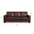 Alice Leather Sofa Caramel Genuine Leather Wood Primary Living Space Medium Firm Cushion Back Mid Century Modern Eucalyptus Square Arms Down Filling Genuine Leather 3 Seat