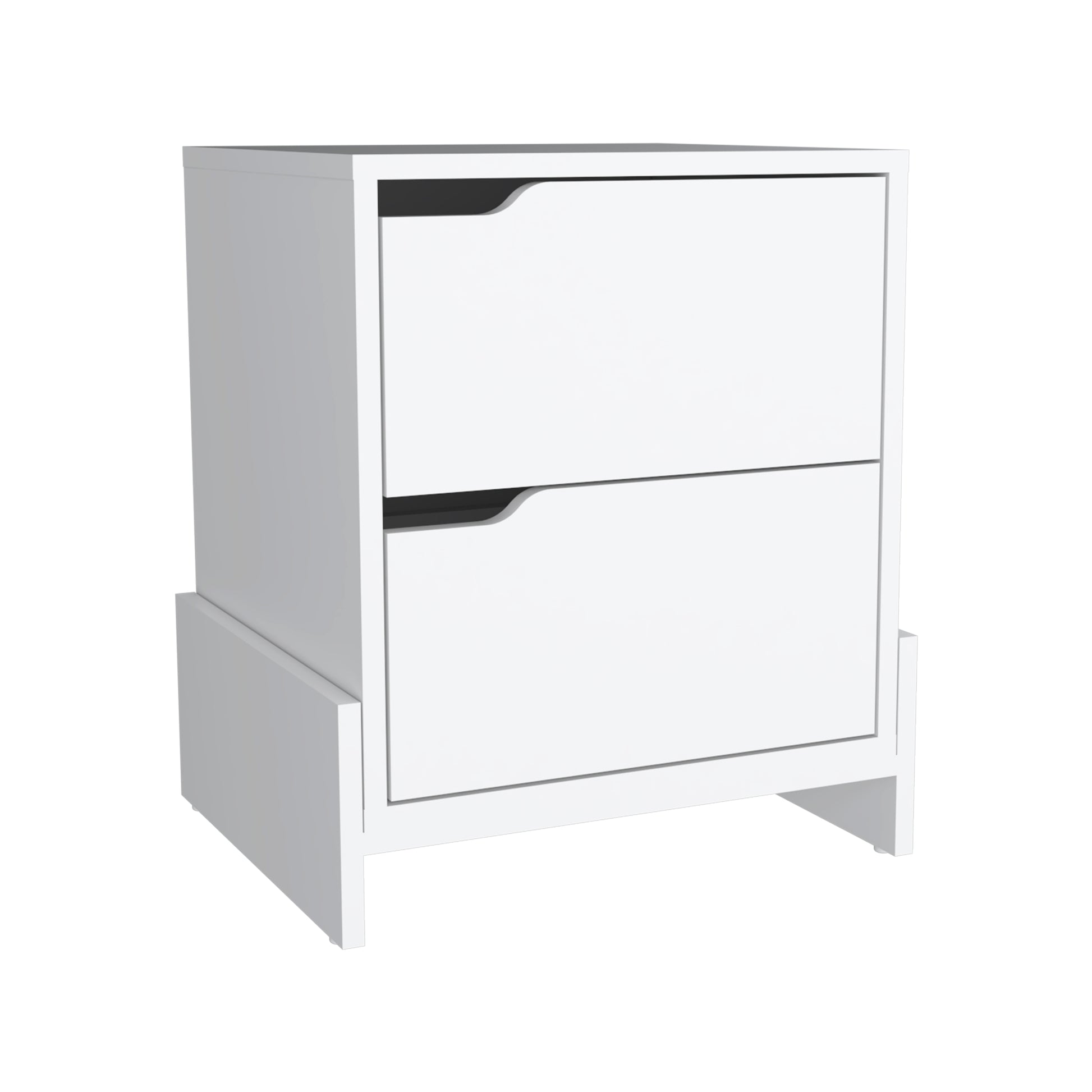 Luss Nightstand, Bedside Table With 2 Drawers White 2 Drawers Rectangle Modern Shelf Particle Board Engineered Wood