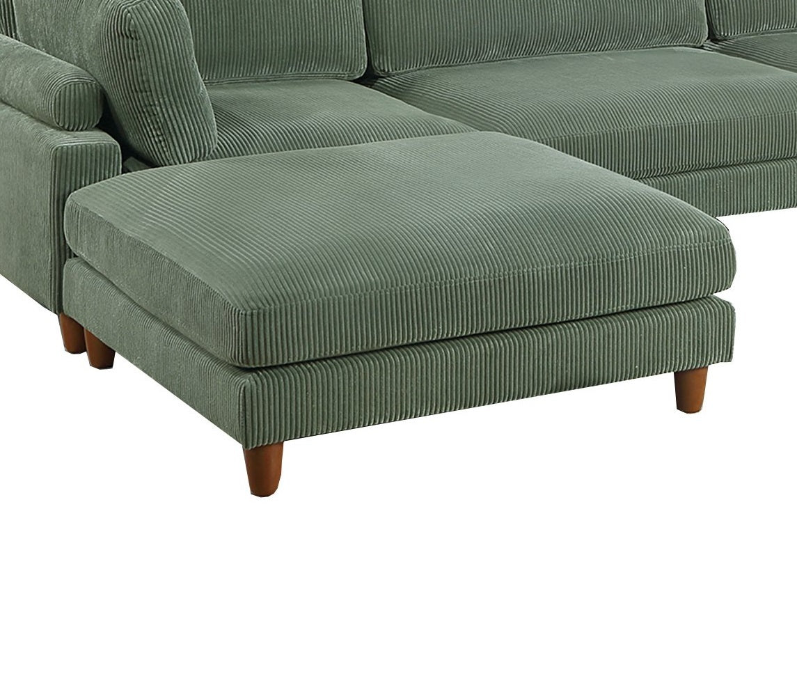 Living Room Furniture 1Pc Cocktail Ottoman Sage Color Corduroy Cushion Extra Large Ottoman Wood Legs Sage Primary Living Space Green Contemporary,Modern Square Corduroy