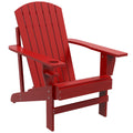 Outsunny Wooden Adirondack Chair, Outdoor Patio Lawn Chair With Cup Holder, Weather Resistant Lawn Furniture, Classic Lounge For Deck, Garden, Backyard, Fire Pit, Red Red Wood