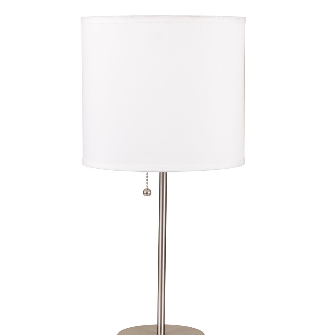 19" Tall Metal Table Lamp With Silver Finish, White Shade Multicolor Metal