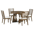 5 Piece Retro Rustic Functional Dining Set Unique Geometric Design, 1 Extendable Table With A 16 Inch Leaf And 4 Upholstered Chairs Ideal For Dining Room And Kitchen Walnut Walnut Solid Wood Mdf