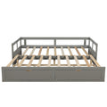 Wooden Daybed With Trundle Bed And Two Storage Drawersextendable Bed Daybed,Sofa Bed For Bedroom Living Room, Gray Twin Gray Solid Wood