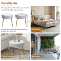 19.6'' Easy Assembly End Tables With High Gloss Faux Marble Tabletops, Set Of 2, Modern Fluted 2 Side Tables With Drawers, Round Coffee Tables With Golden Legs For Living Room, Grey Grey Gold Primary Living Space Drawers Round Mdf Iron