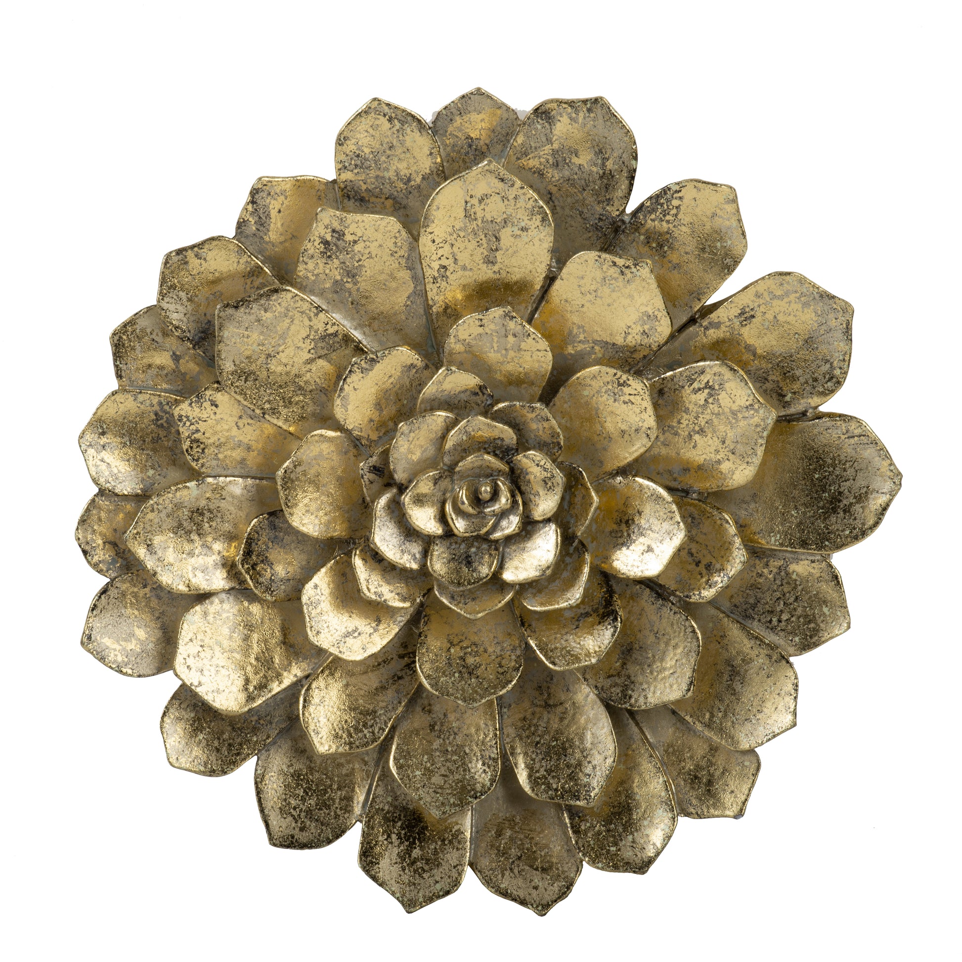 D10.2X2.4" Succulent Wall Plaque,2 Piece Gold Resin