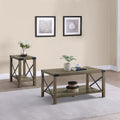 Rustic Oak Coffee Table With Bottom Shelf Rustic Primary Living Space Shelves Rectangular Wood Metal