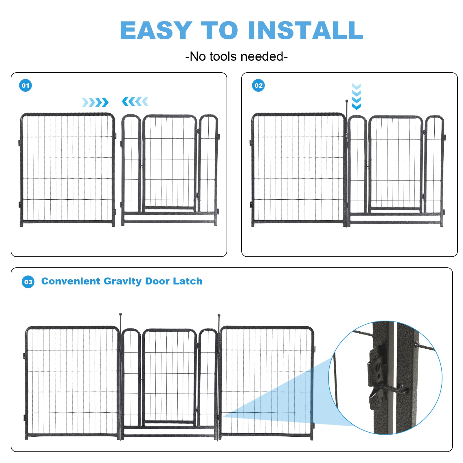 16 Panels Dog Playpen For Outdoor,Yard,Camping,31.6"Height Dog Fence With 2 Doors. Black Pet Pen Metal