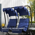 Outsunny 2 Seater Swing Canopy Replacement With Tubular Framework, Outdoor Swing Sunshade Top Cover Canopy Only , Dark Blue Dark Blue Polyester