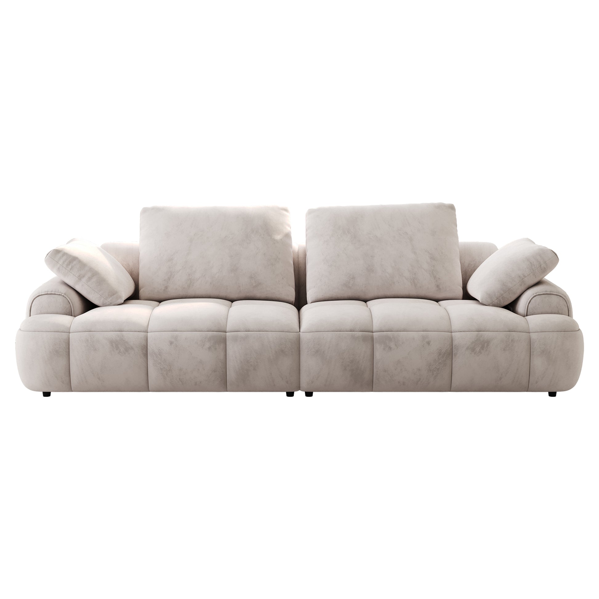 86.6 Large Size Two Seat Sofa,Modern Upholstered,Light Gray Suede Fabric Light Gray Velvet Wood Primary Living Space Soft Modern Eucalyptus Polyurethane Foam Eucalyptus 3 Seat