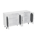 Modern Accent Sideboard Cabinet With Acrylic Doors, Freestanding Storage Cupboard Console Table For Kitchen Dining Living Room Hallway Office, White White Mdf