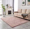 Luxury Machine Washable Dust Pink Abstract Gold Gilded Chinchilla Faux Fur Area Rug Dusty Rose Polyester