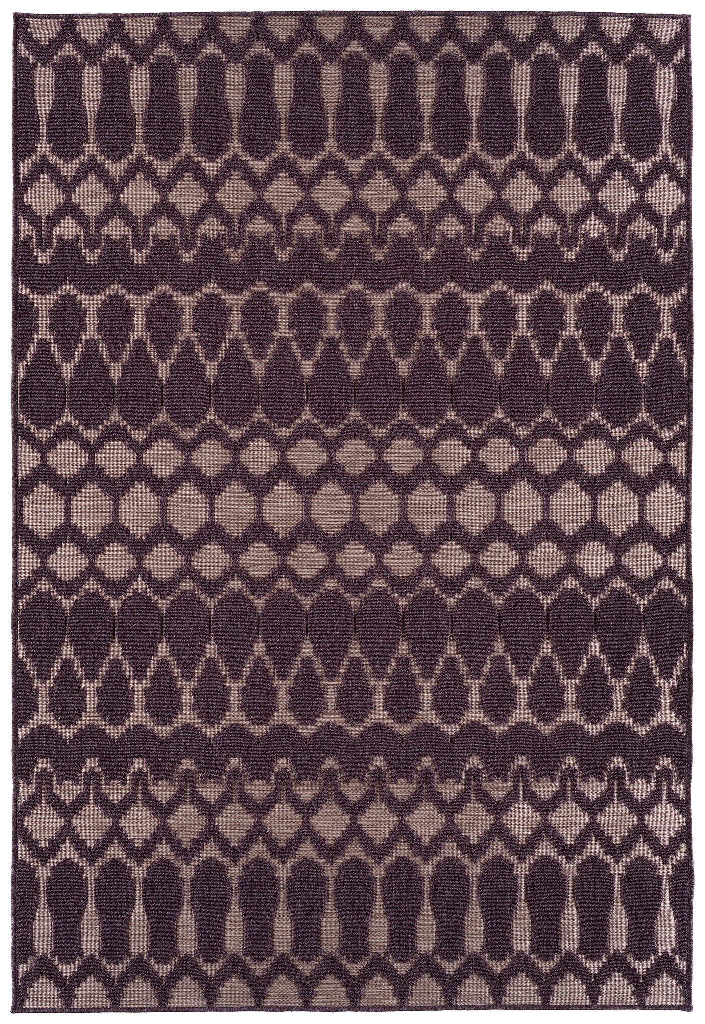 Contemporary, Transitional, Geometric, Textured, High Low Cut & Loop 2' X 3' Rectangle Throw Rug Purple Polypropylene