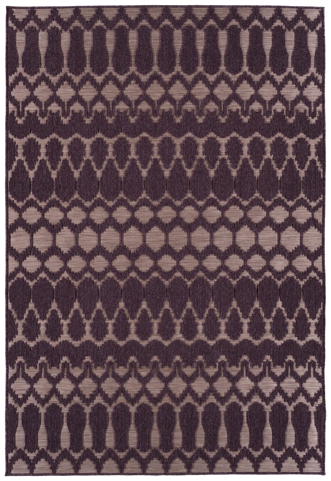 Contemporary, Transitional, Geometric, Textured, High Low Cut & Loop 2' X 3' Rectangle Throw Rug Purple Polypropylene