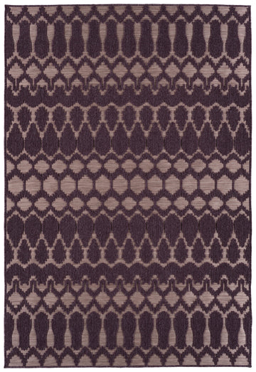 Contemporary, Transitional, Geometric, Textured, High Low Cut & Loop 2' X 3' Rectangle Throw Rug Purple Polypropylene