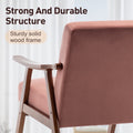 Mid Century Modern Chair, Living Room Chair With Solid Wood Frame, Accent Chair Extra Thick Backrest, Wingback Chair For Bedroom, Reading Room, Living Room, Lounge Chair Indoor Pink Primary Living Space Mid Century Modern Foam Velvet