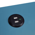 Teal Storage Accent Table With Usb Teal Primary Living Space Modern Pine Drawers Rectangular Wood