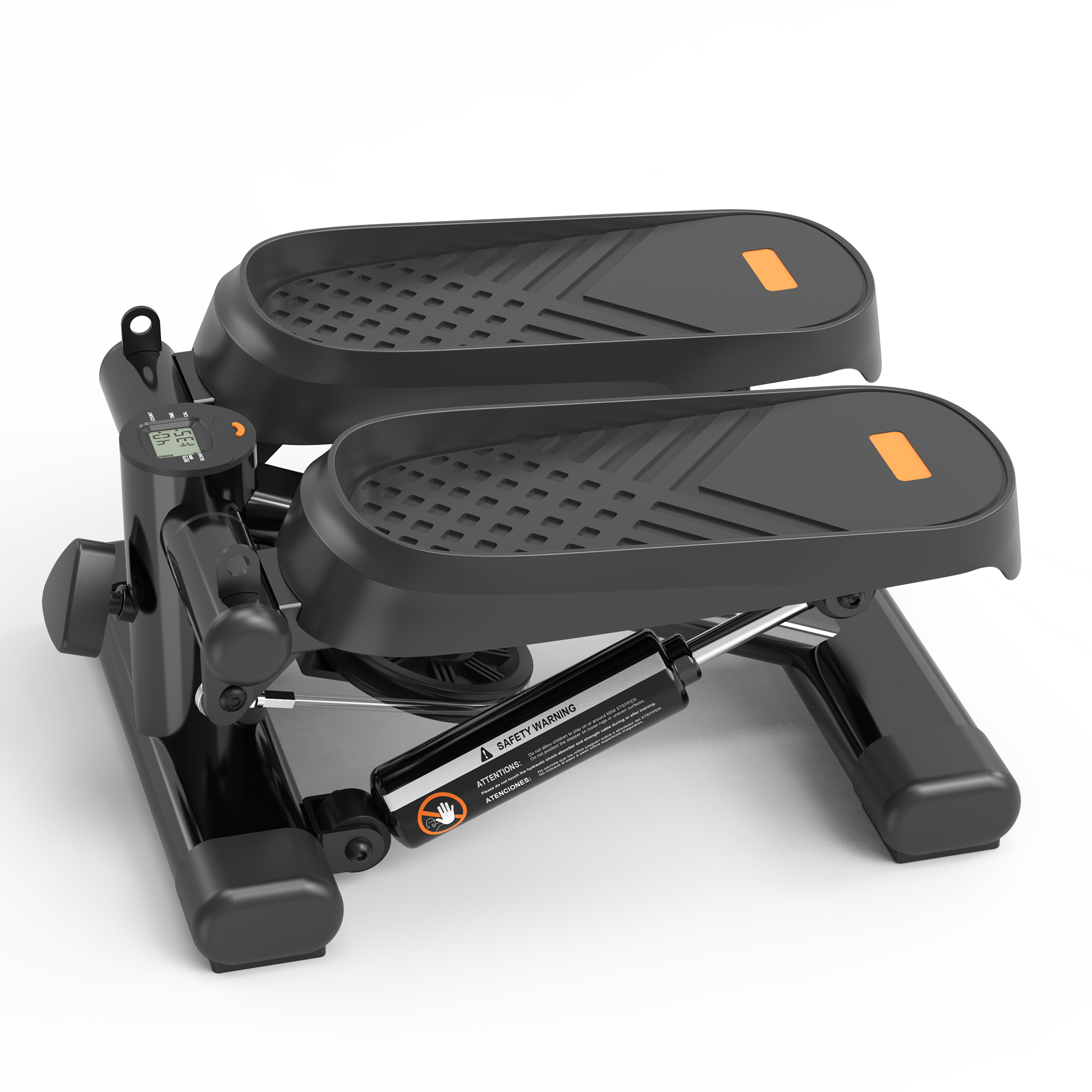 Home Office Exercise 330Lbs Capacity Mini Stepper With Resistance Bands And Lcd Monitor Black Steel