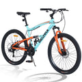 26 Inch Mountain Bike 21 Speed Dual Suspension Aluminum Alloy Frame For Men And Women'S Bike Cycling Cyan Garden & Outdoor Aluminium Alloy