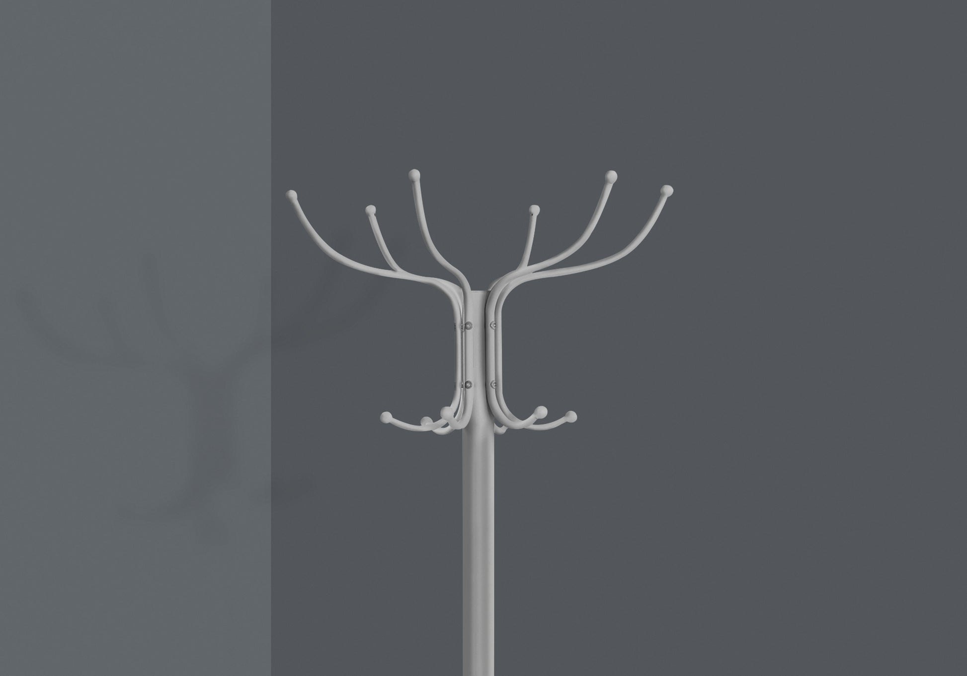 Coat Rack, Hall Tree, Free Standing, 12 Hooks, Entryway, 70"H, Umbrella Holder, Bedroom, Grey Metal, Contemporary, Modern Silver Metal