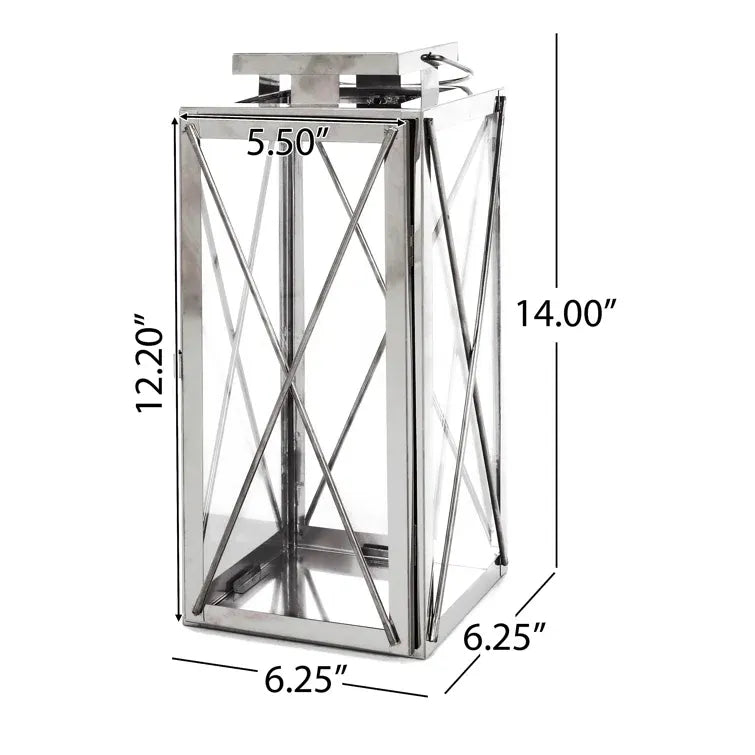 Deborah 14"H Stainless Steel Lantern Silver Stainless Steel