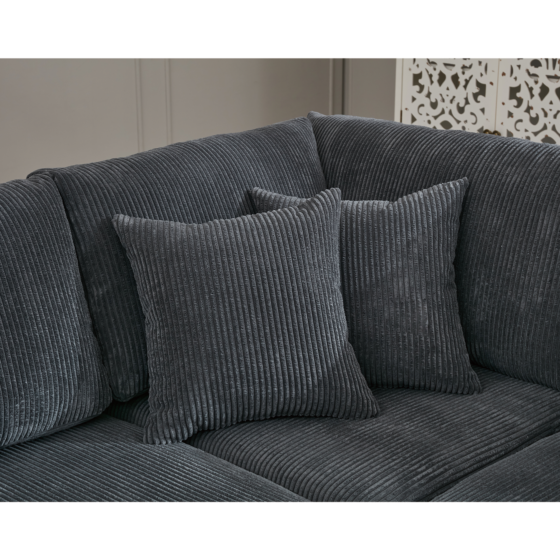 Packaging Upgrade Oversized Modular Sectional Sofa Set, L Shaped Couch,Corduroy ,Upholstered,Deep Seat,5 Seat,5 Throw Pillow And 6 Back Cushion,Living Room, Apartmentgray Gray Polyester Wood Primary