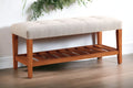 Charla Light Gray Fabric & Oak Finish Bench Gray Fabric,Synthetic Wood