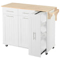 K&K Kitchen Island With Drop Leaf, Kitchen Storage Cart With 3 Tier Pull Out Cabinet Organizer, Internal Storage Rack, Rolling Kitchen Cart On Wheels With Towel Rack, 2 Drawers, For Kitchen, White White Brown Kitchen Classic,Farmhouse,Luxury,Modern