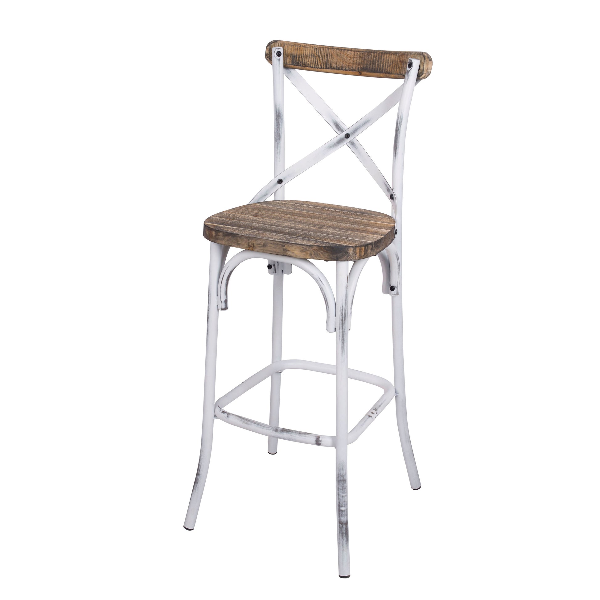 Antique White And Antique Oak Bar Stool With Cross Back White Oak Bedroom Rectangular Vintage Fir Wood Metal