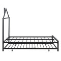 Full Size Metal Platform Bed With Twin Size Trundle,House Shaped Headboard Design, Black Full Black Metal