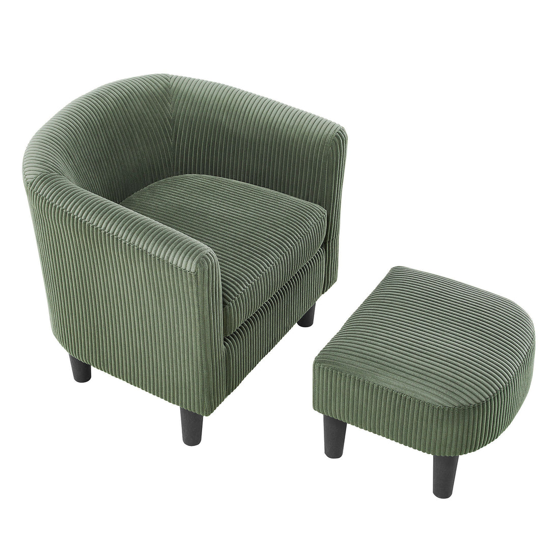 Modern Accent Chair,Upholstered Arm Chair Corduroy Single Sofa Chair With Ottoman Foot Rest Comfy Armchair For Living Room Bedroom And Office,Green Green Corduroy