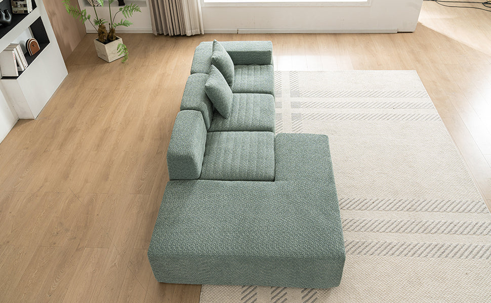 116.5" Sectional Sofa Full Compressed Sofa Couch Free Combined Sofa For Living Room, Green Green Foam Polyester 4 Seat