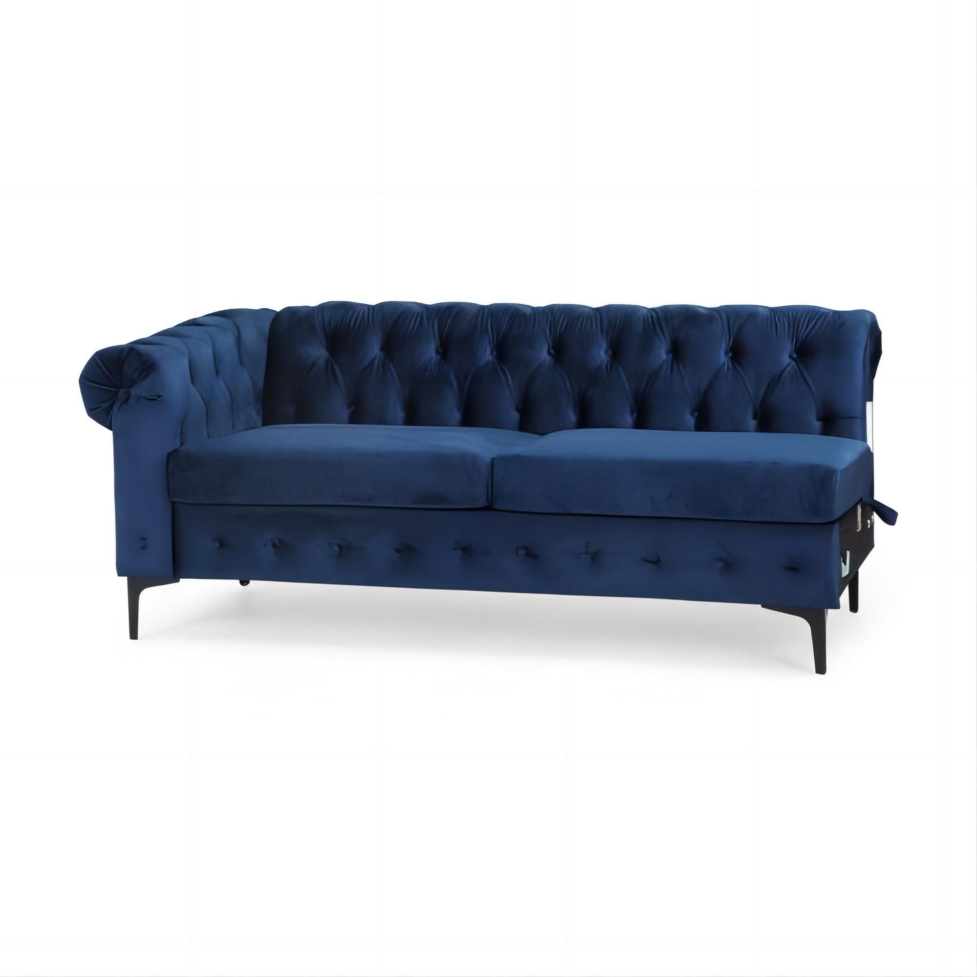 Reversible 4 Seater Modular Sectional Sofa Set, Convertible Corner Oversized L Shaped Sofa Couch, Velvet Sleeper Couch With Rolled Arm For Living Room, Navy Blue Navy Blue Wood Primary Living Space Medium Soft Loose Back Medium Duty