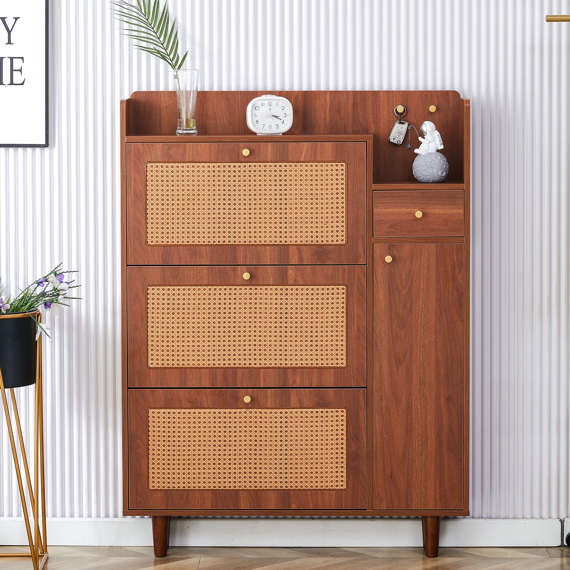 Modern Minimalist Storage Cabinet, Japanese Rattan Shoe Cabinet, Bed Top Cabinet, Small Home Furniture. Suitable For Corridors And Living Rooms. Gz Di 03 Wood Mdf