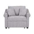 Chenille Convertible Sleeper Chair With Adjustable Backrest, 3 In 1 Lounger Chair Turns Into Bed, Single Bed For Living Room, Gray Gray Chenille