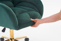 005 Velvet Fabric 360 Swivel Home Office Chair With Gold Metal Base And Universal Wheels,Green Solid Green Office Sponge Wipe Clean Modern Office Chairs Tufted Back Foam Swivel Velvet