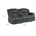 Microfiber Textured Fabric Glider Reclining Loveseat, Charcoal Black Black Microfiber