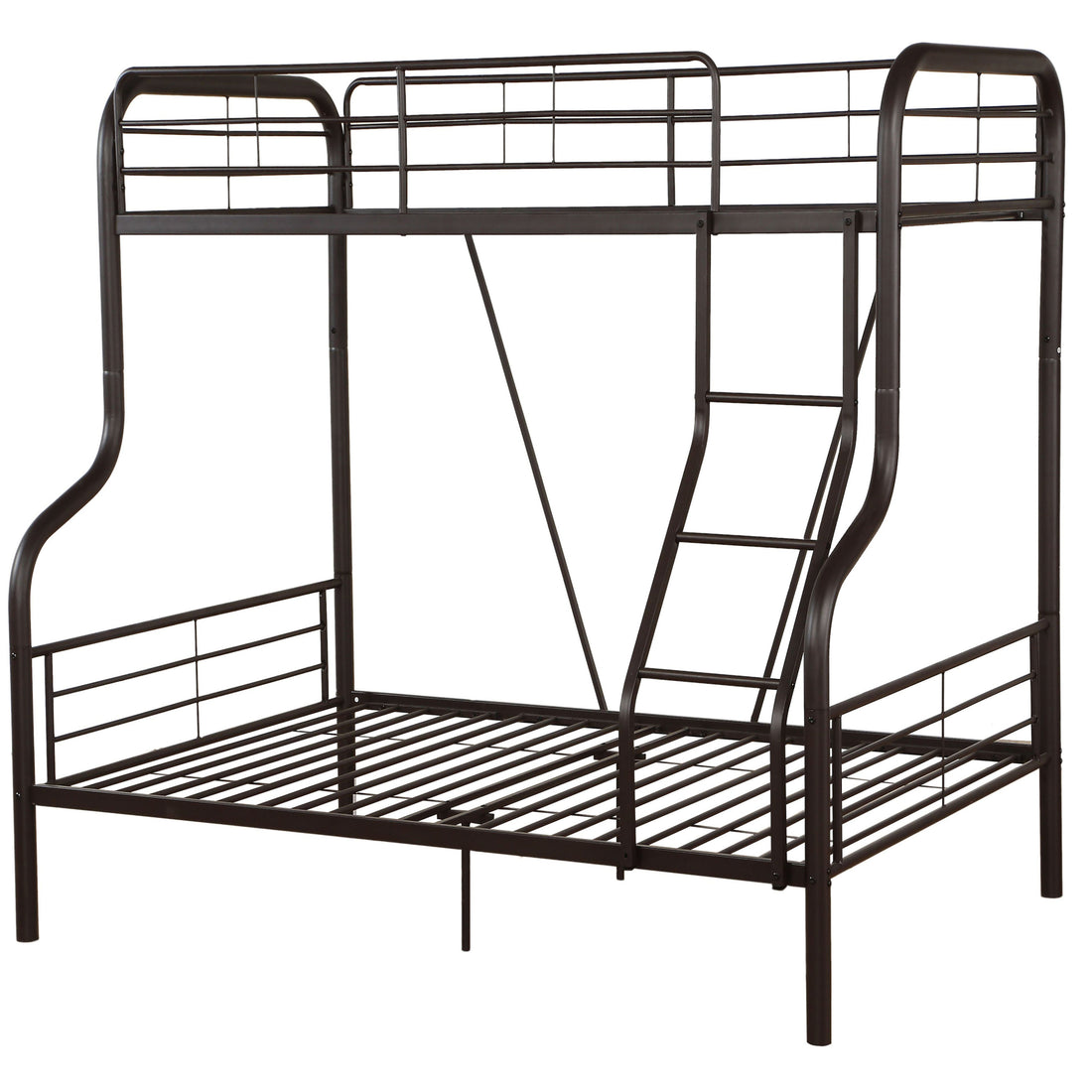 Sandy Black Twin Over Full Bunk Bed With Built In Ladder Black Metal