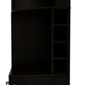 Syrah Corner Bar Cabinet, Eight Bottle Cubbies, Double Door, Two Open Shelves Black Freestanding Black Dining Room Corner Unit Modern Particle Board