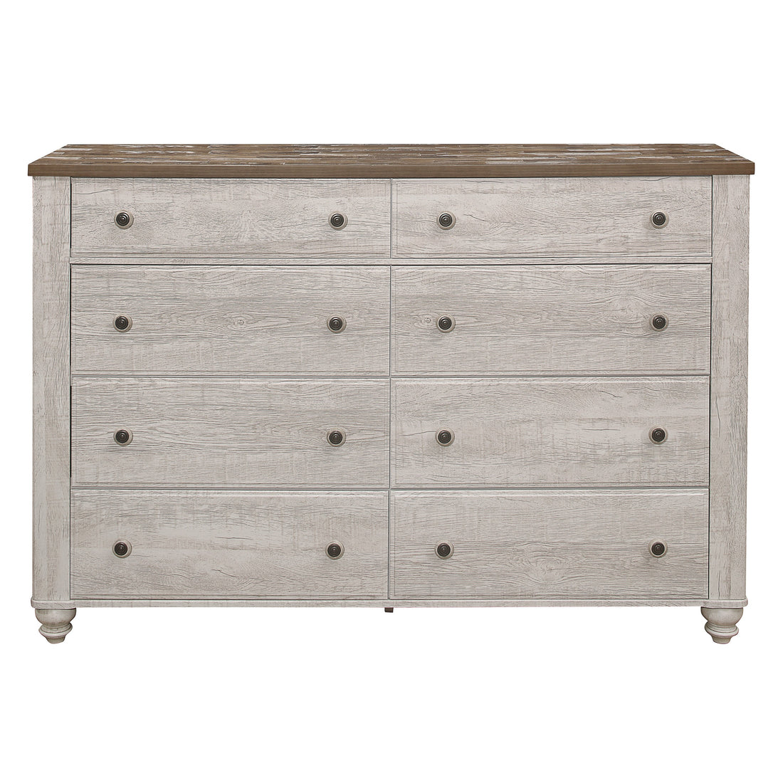 Transitional Rustic Style 1Pc Dresser Of 8 Drawers Two Tone Antique White And Brown Classic Bedroom Furniture Antique White,Brown Bedroom Classic,Rustic,Transitional Wood