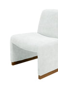 Comfy Accent Chair, Upholstered Slipper Chair, Armless Chair With Wood Legs And Soft Fabric For Living Room, Bedroom, White White Foam Wood Fabric